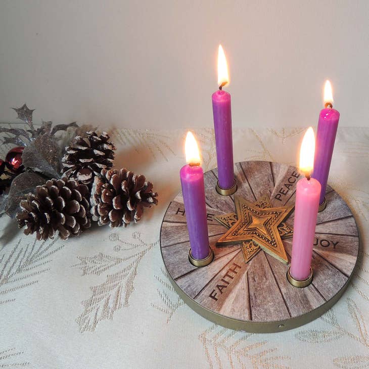 Mini Wreath with Purple & Pink Candles
