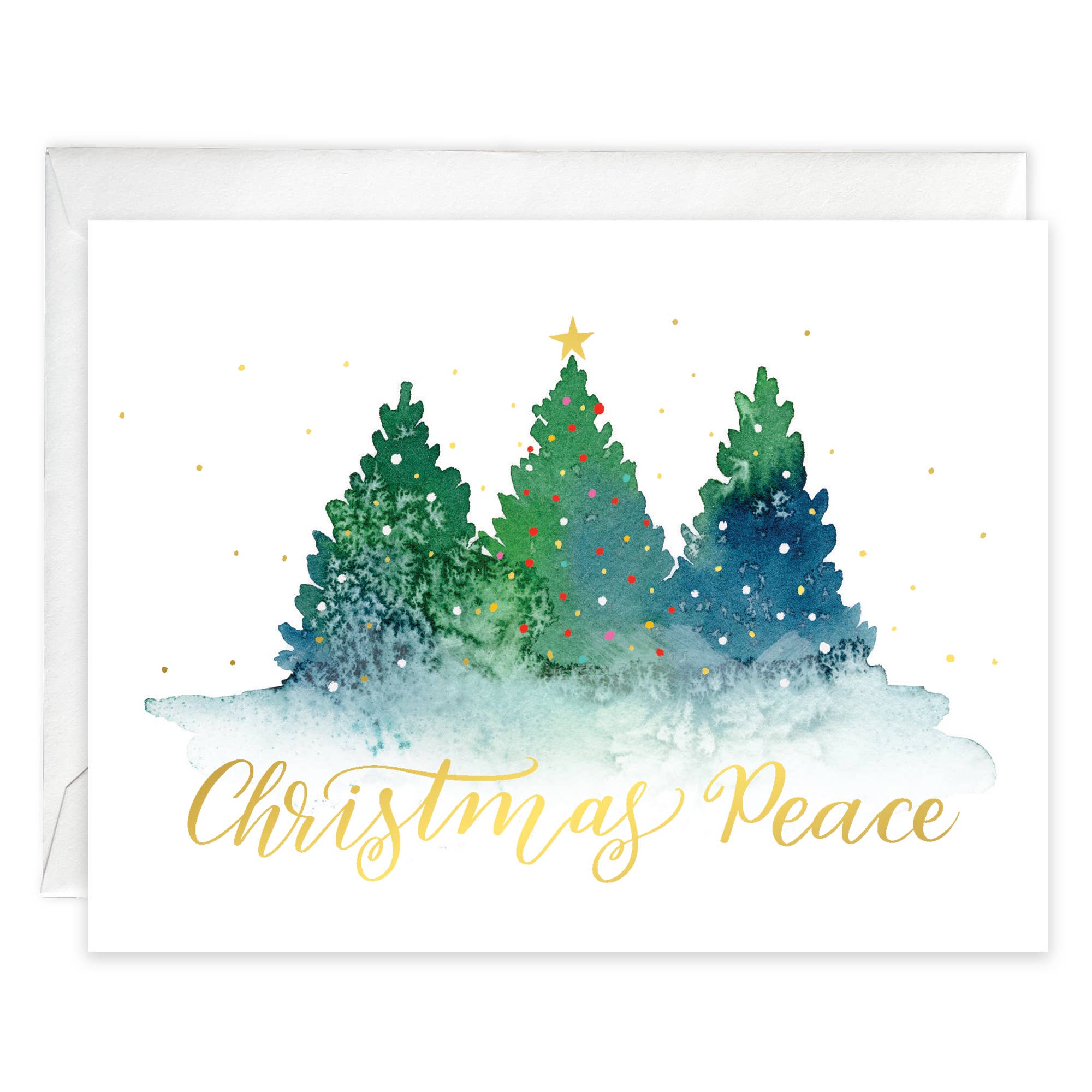 Box/Pack Scripture Christmas Card - Watercolor Pines