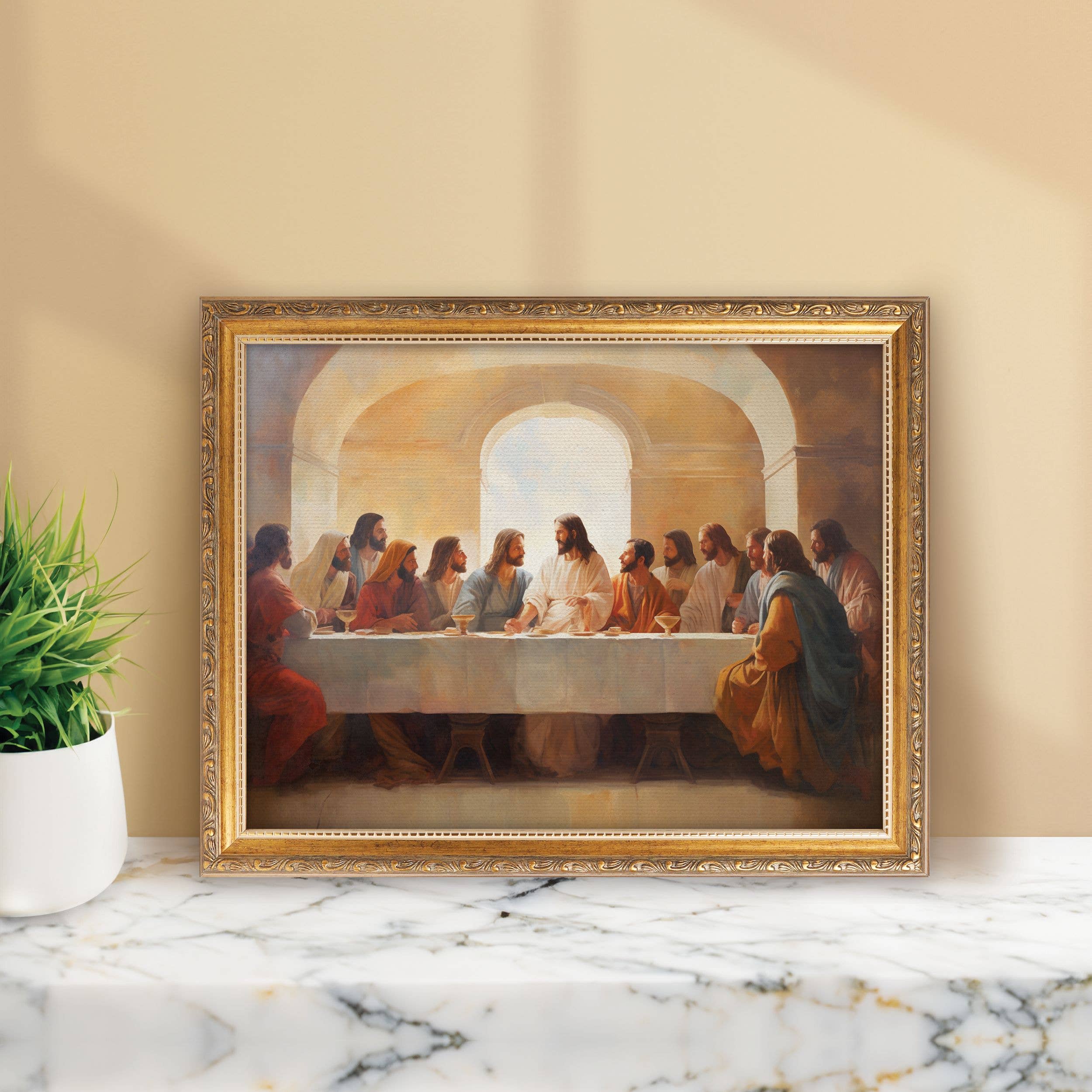 Last Supper 18X14 Gold Framed Linen