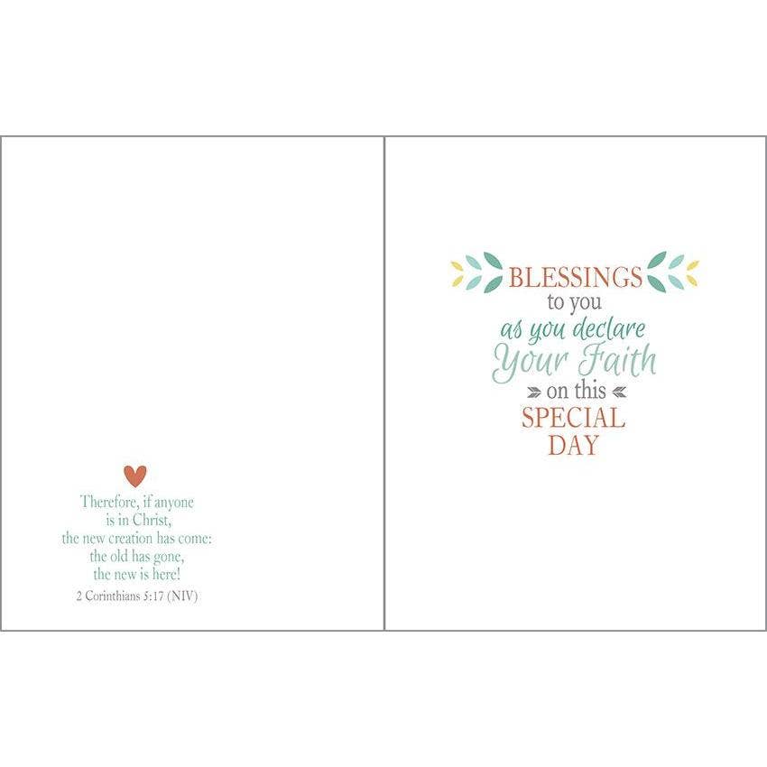 With Scripture Baptism Card - Vines & Hearts Cross