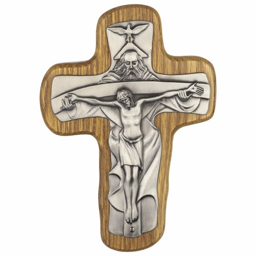 6-inch Oak Trinity Crucifix