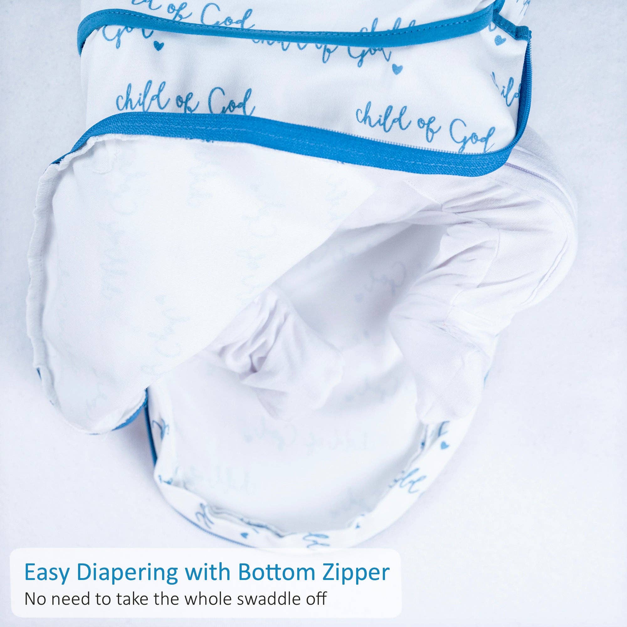 Cotton Velcro Newborn Swaddle Sack Blue Child of God
