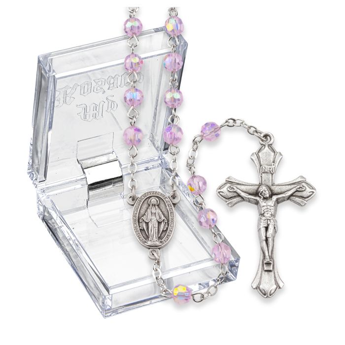 Birthstone October Pink Crystal Rosary