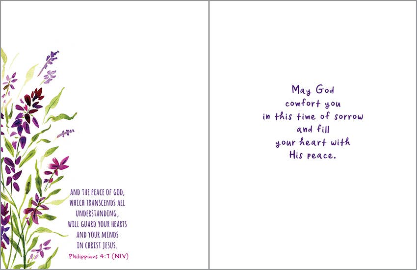With Scripture Sympathy Card - Little Purple Flowers