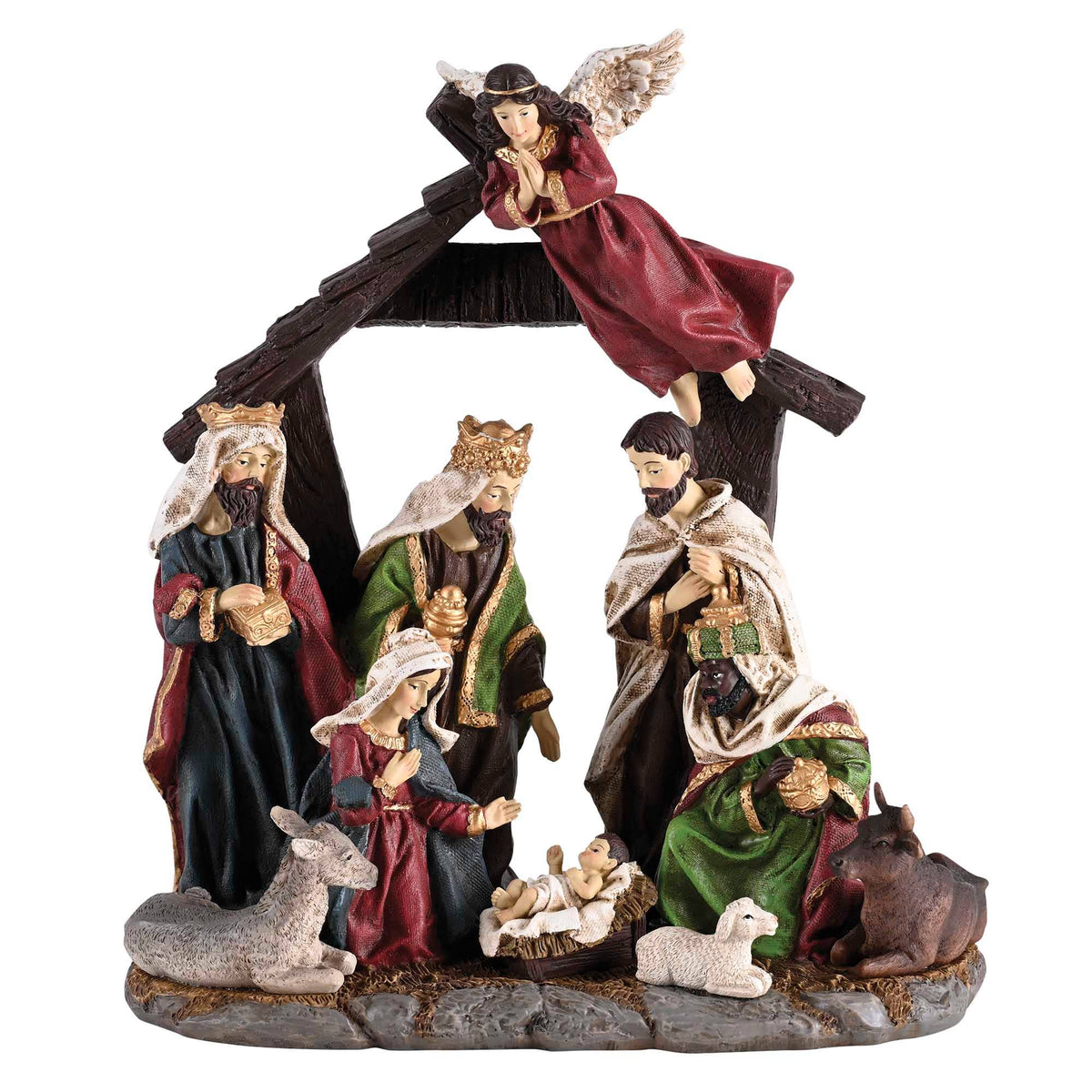 Nativity Holy Family Animals Creche12.5H