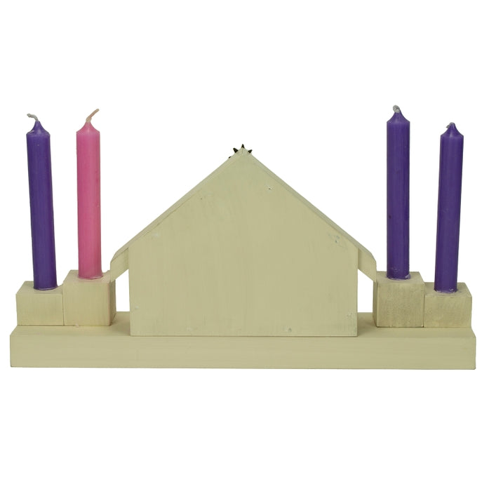Mini Nativity Wreath with Purple & Pink Candles