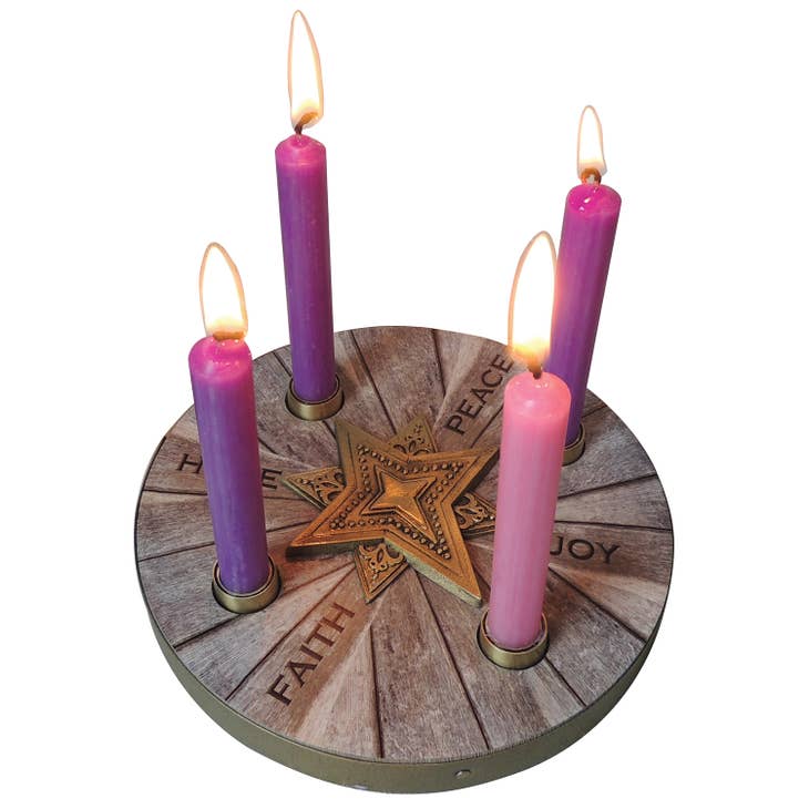 Mini Wreath with Purple & Pink Candles