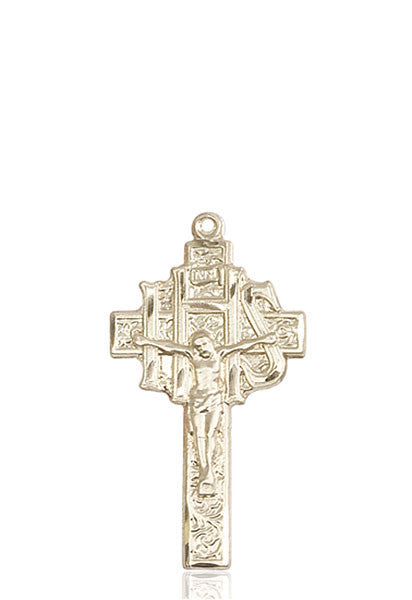 14kt Gold Crucifix-IHS Medal