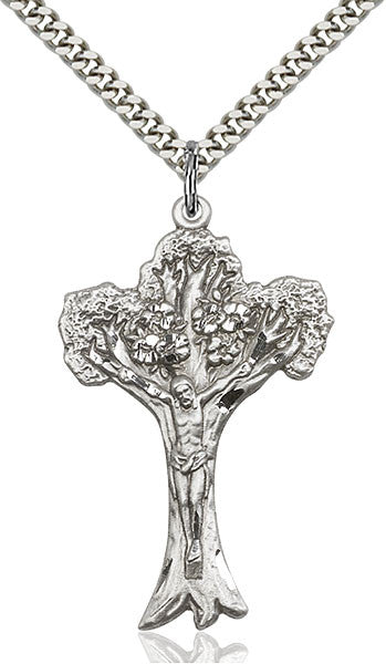 Sterling Silver Tree of Life Crucifix Pendant