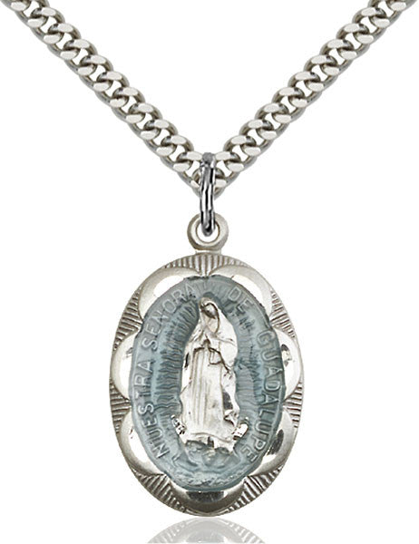 Sterling Silver O/L of Guadalupe Pendant