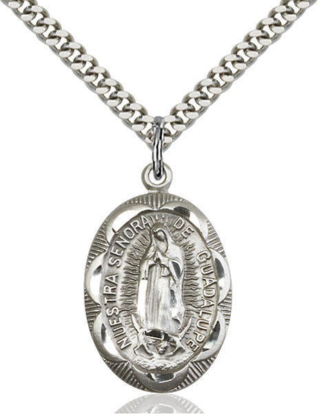 Sterling Silver O/L of Guadalupe Pendant