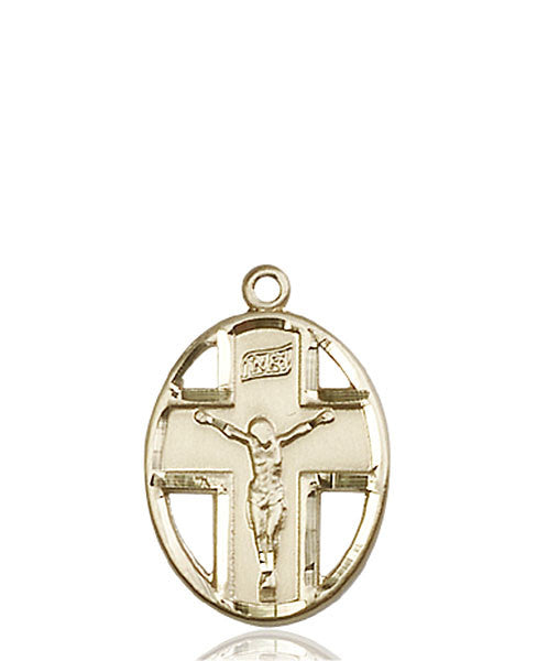14kt Gold Crucifix Medal