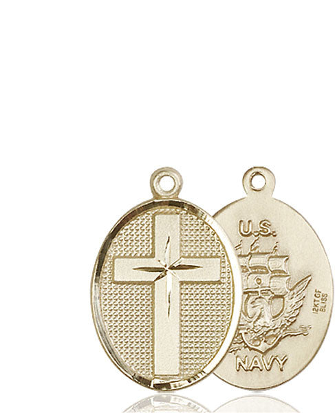 14kt Gold Cross / Navy Medal
