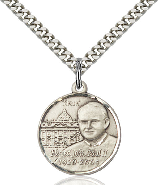Sterling Silver Pope John Paul II Pendant
