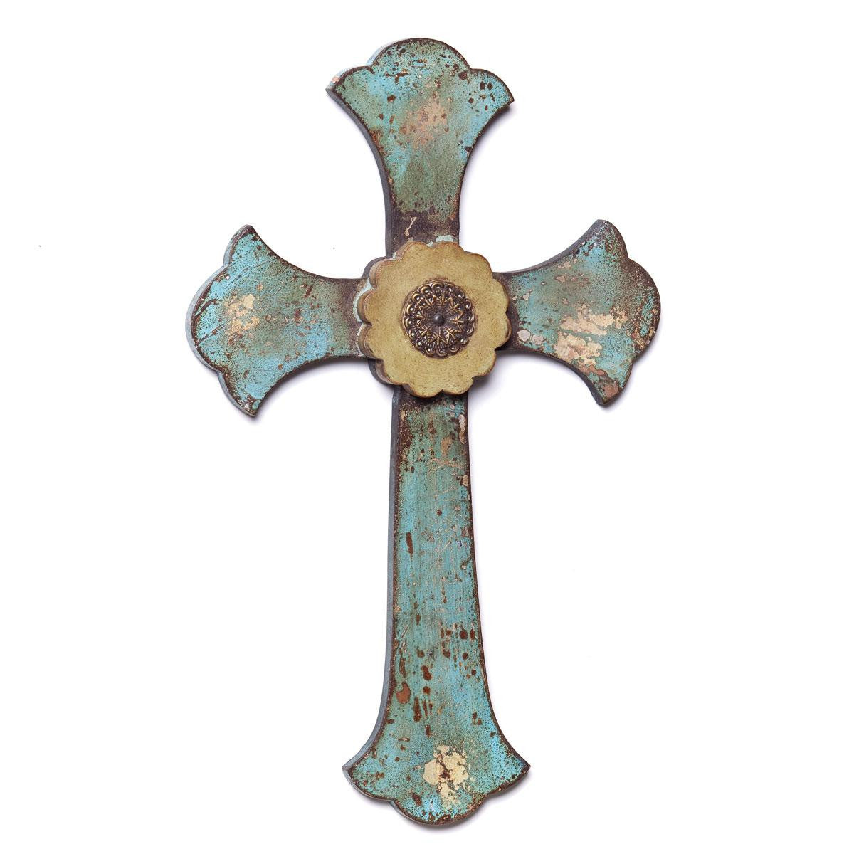 Blue Wash Medallion Cross