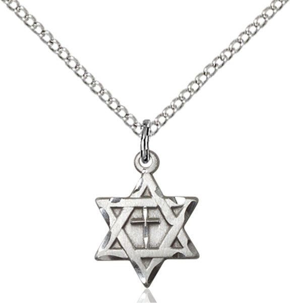 Sterling Silver Star of David W/ Cross Pendant