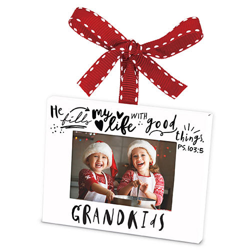 Christmas Ornament Frame-Metal-Scripture Ink-Grandkids