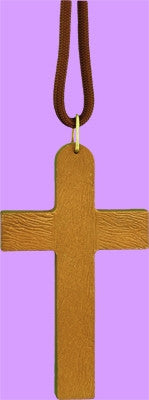 3.5" Wood Stained Cross W/30" Cord