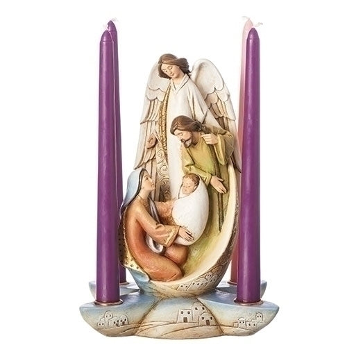 Holy Family and Angel Advent Candle Holder [candles not include]
