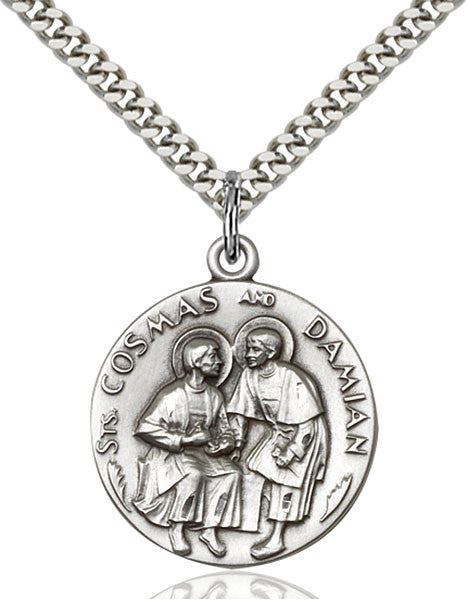 Sterling Silver Sts. Cosmos & Damian Pendant
