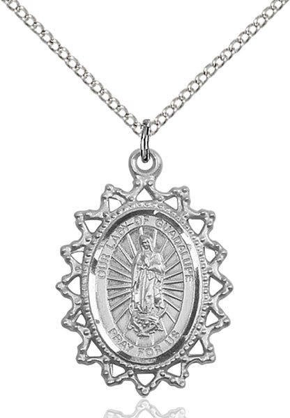 Sterling Silver O/L of Guadalupe Pendant