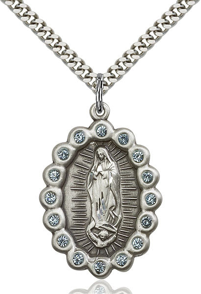 Sterling Silver O/L of Guadalupe Pendant