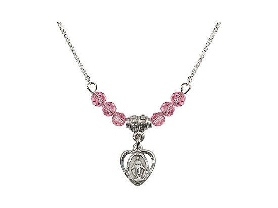 Miraculous Pewter Pendant with Rose Beads