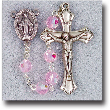Birthstone October Pink Crystal Rosary