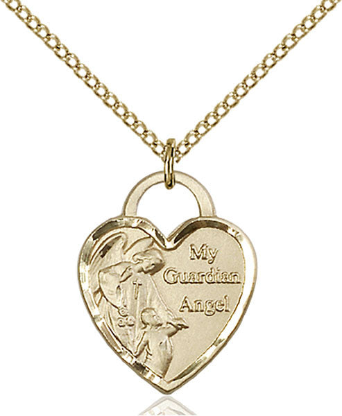 Gold Filled Guardian Angel Heart Pendant
