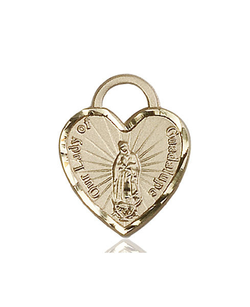 14kt Gold O/L of Guadalupe Heart Medal