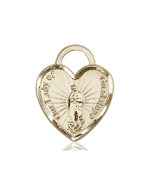 14kt Gold O/L of Guadalupe Heart Medal