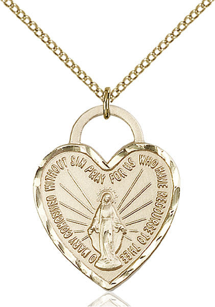Gold Filled Miraculous Heart Pendant