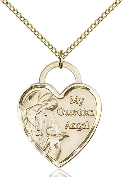 Gold Filled Guardian Angel Heart Pendant