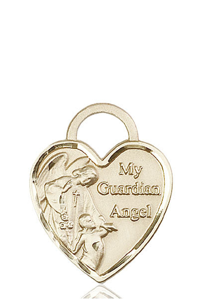 14kt Gold Guardian Angel Heart Medal
