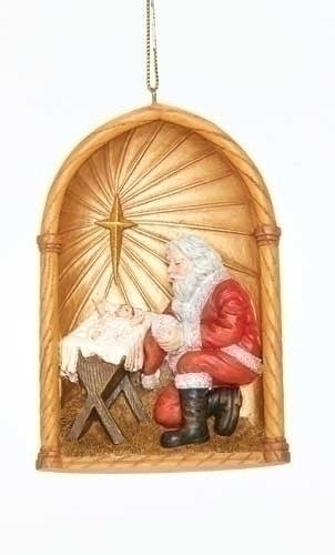 4.25 Santa & Babe Ornament W/Star