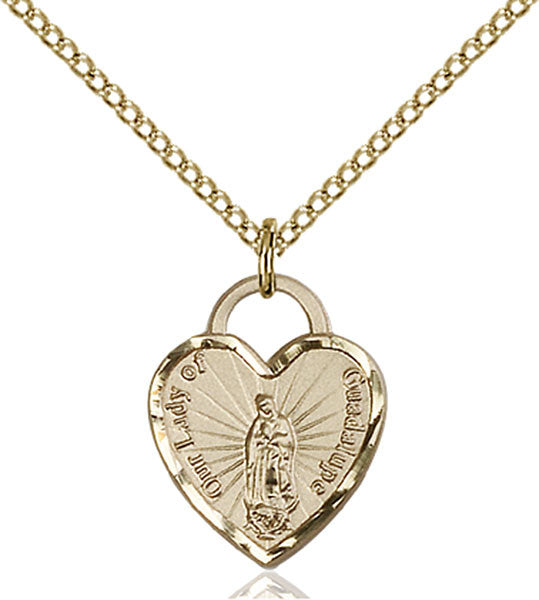 Gold Filled O/L of Guadalupe Heart Pendant