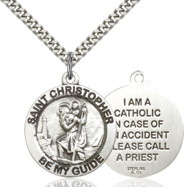 St. Christopher Medal Silver-filled round