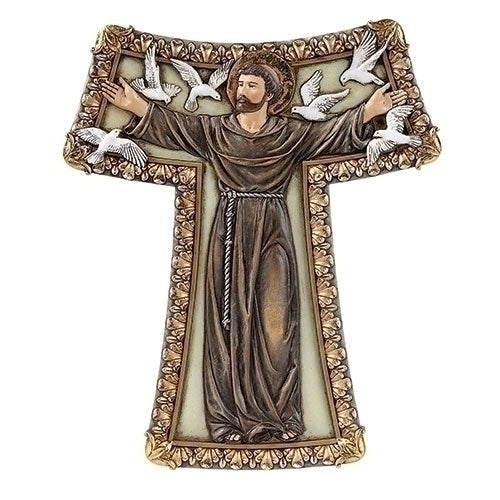 Tau Wall Cross - St Francis, 8.75"