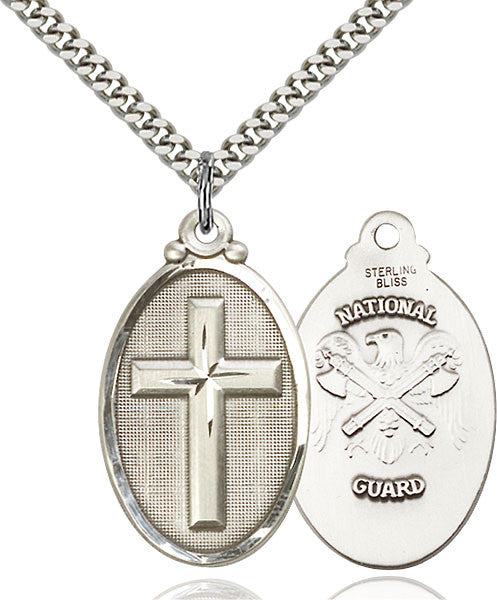 Sterling Silver Cross / National Guard Pendant