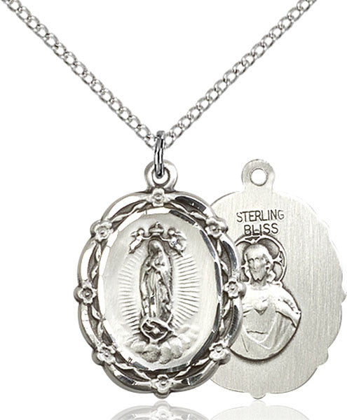 Sterling Silver O/L of Guadalupe Pendant