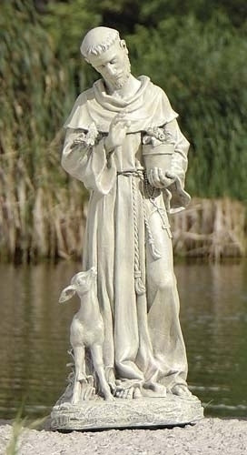 St. Francis with Fawn Figure Outdoor Figure/Statue, 18"