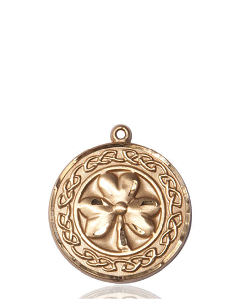 14kt Gold SHAMROCK W/ CELTIC BORDER Medal