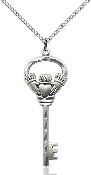 Sterling Silver KEY w/CLADDAGH Pendant