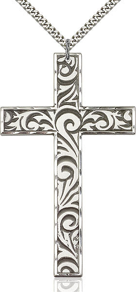 Sterling Silver Knurled Cross Pendant