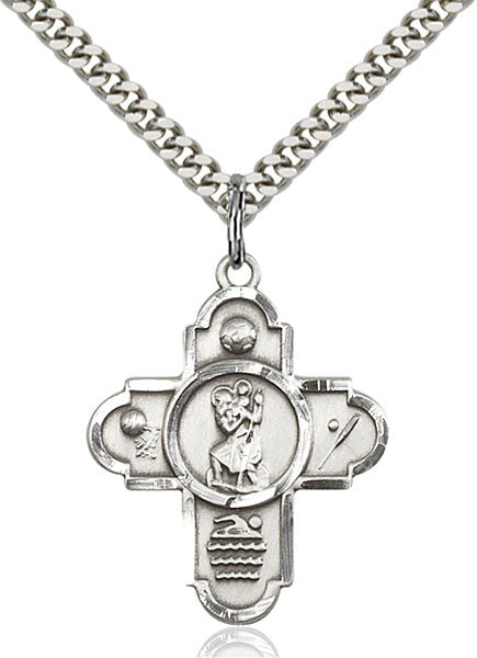 Sterling Silver 5-Way St Christopher/Sports Pendan