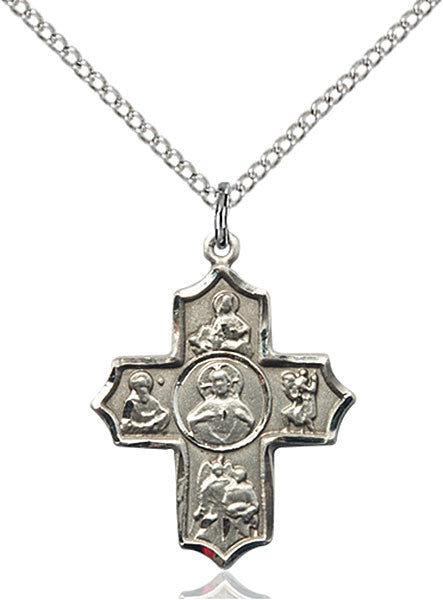 Sterling Silver Sacred Heart 5-Way Pendant