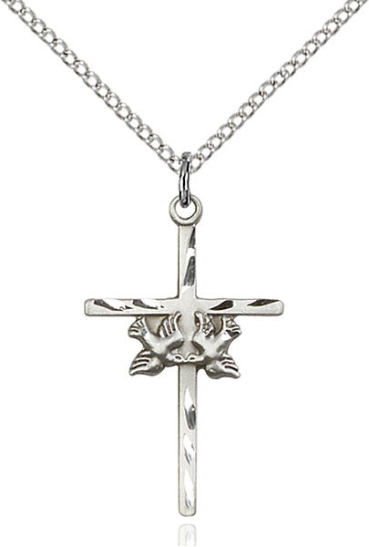 Sterling Silver Doves / Cross Pendant