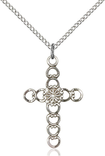 Sterling Silver Hearts w/Sunburst Pendant