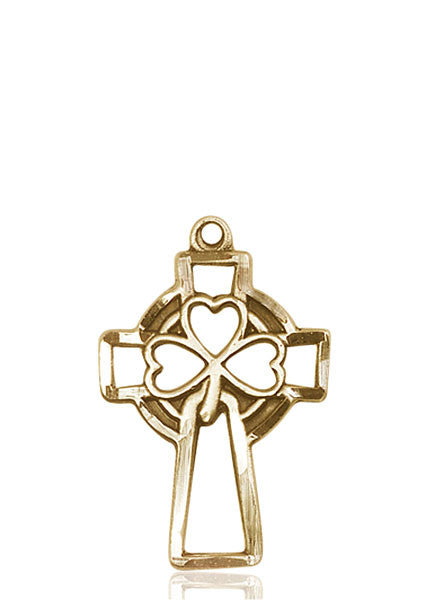 14kt Gold Shamrock Cross Medal