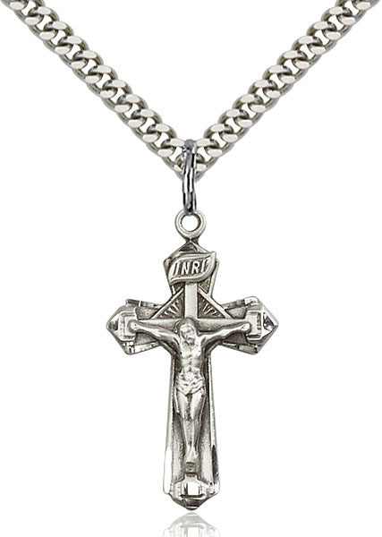 Large silver crucifix pendant deals